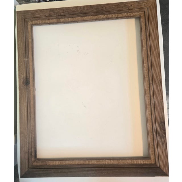 Primitive Wood and Burlap Trompe Picture Frame For Sale - Image 6 of 16