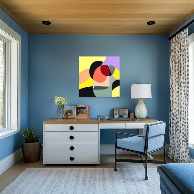 Textile Intesa 2 - Abstract Vibrant Colorful Geometric Art on Canvas Original Artwork by Federico Pinto Schmid For Sale - Image 7 of 9