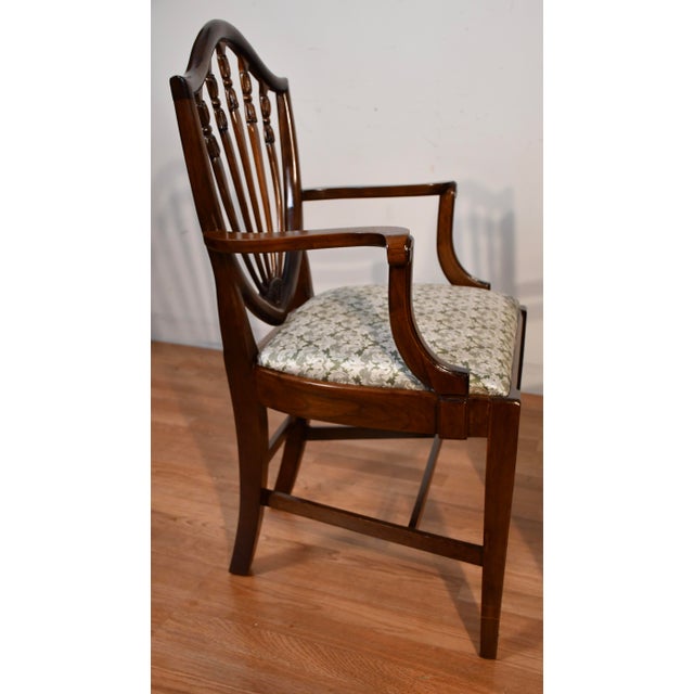 Wood 1920 Antique English Solid Walnut Shield-Back Set of Six Dining Chairs For Sale - Image 7 of 18