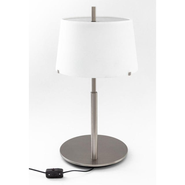 Late 20th Century Modern Minimalist Steel & Frosted Glass Table Lamp For Sale - Image 5 of 7