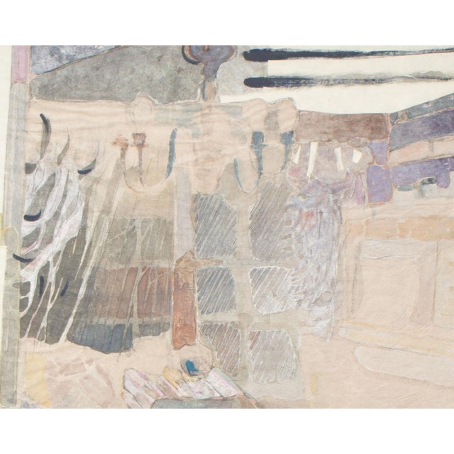 Contemporary 1960s Mixed Media Painting of an Interior by Walter Sorge For Sale - Image 3 of 9
