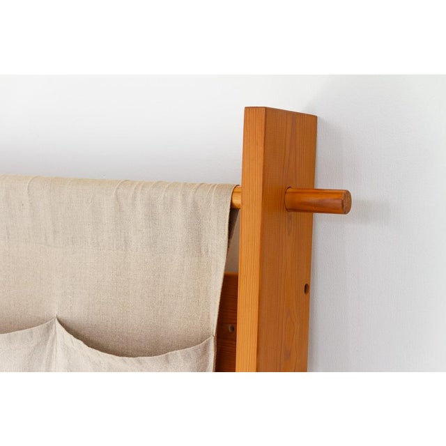 Mid-Century Modern Scandinavian Modern Pine and Canvas Magazine Rack, 1970s For Sale - Image 3 of 18