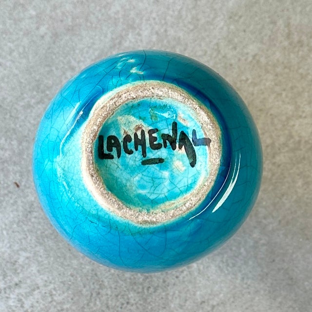 Ovoid Ceramic Vase with Crackled Blue Glaze, 1890s For Sale - Image 4 of 9