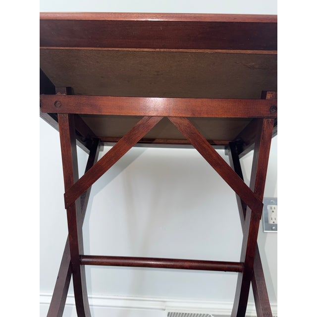 1970s Vintage Hand-Painted Floral Folding Table With Wood Frame For Sale - Image 5 of 6