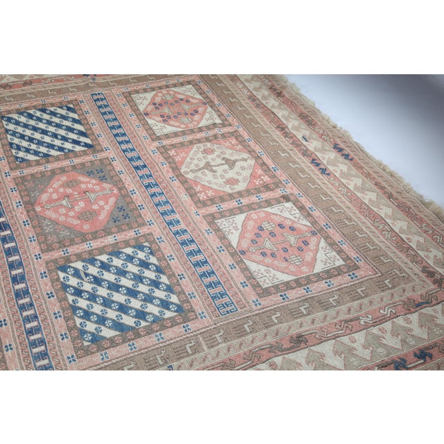 1990s Vintage Handwoven Embroidered Kilim With Geometric Panels - 6' 5'' X 9' 3'' For Sale - Image 14 of 15