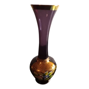 Amethyst Bohemian Gilded Glass Decorative Vase