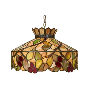 Mid-Century Modern Tiffany Style Stained Glass Pendant Light Fixture For Sale