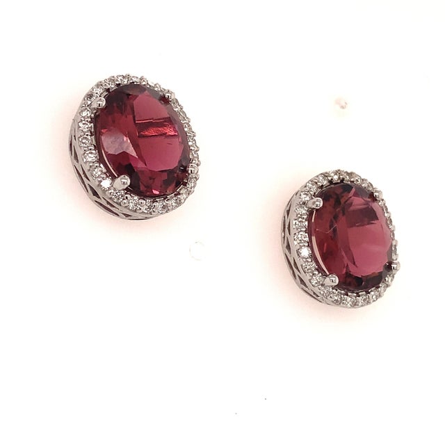 Natural Tourmaline Diamond Stud Earrings 14k WG 5.85 TCW Certified For Sale - Image 9 of 9