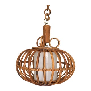 Mid-Century Boho Chic Bamboo Pendant Light For Sale