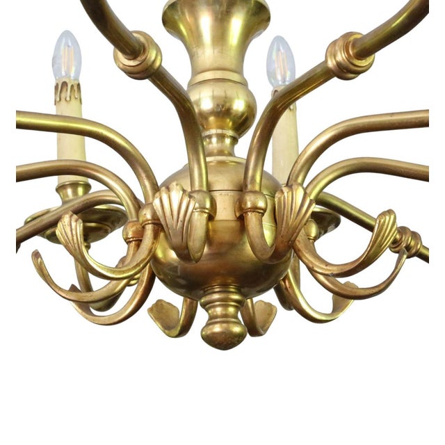 Vintage retro large ormolu brass chandelier – 10 light / arm, fine quality a striking and grand c.1960 ormolu brass...