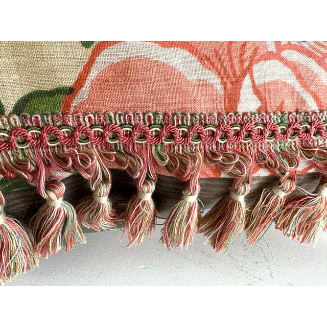 Textile Thibaut Peony Garden Hand Printed Tasseled Linen Pillows/a Pair For Sale - Image 7 of 9