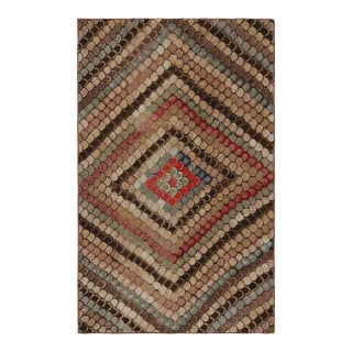 Antique Hooked Rug With Polychromatic Chevron Patterns, From Rug & Kilim For Sale