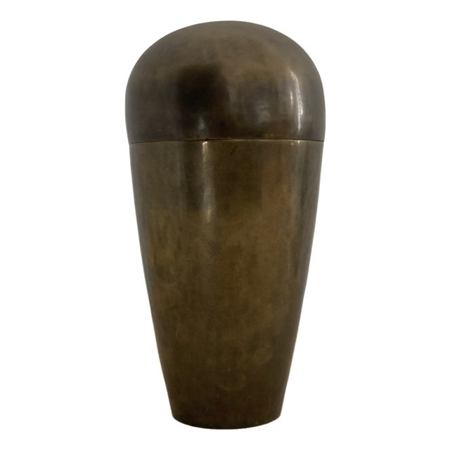 Bauhaus Lidded Brass Jar, 1930s For Sale