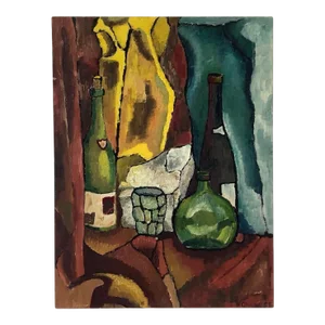 1950s Frederick Robbins Childs Original Oil Painting "56 Tabletop Still Life"