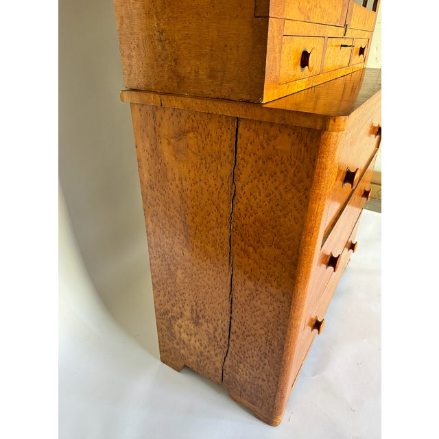Brown 1900s Antique Birdseye Maple Cabinet For Sale - Image 8 of 10