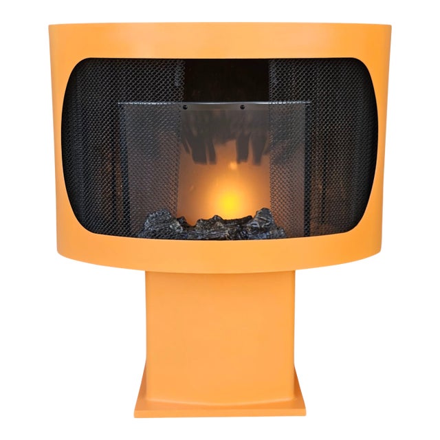 Mid Century Free-Standing Corner Electric Fireplace For Sale