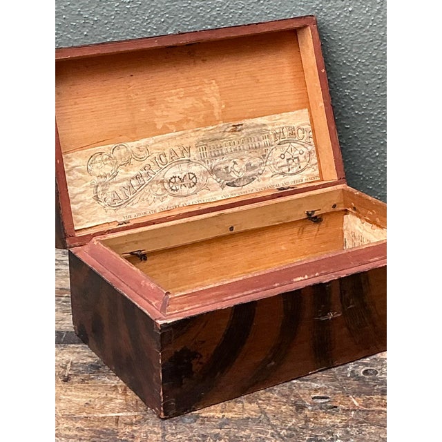Vintage Hand Painted Tiger Stripe Primitive Box For Sale In West Palm - Image 6 of 12