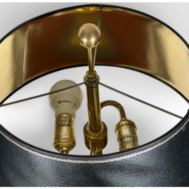 Pair of Vintage Neoclassical Black Brass and Marble Pedestal Table Lamps Attributed to Stiffel For Sale - Image 9 of 15