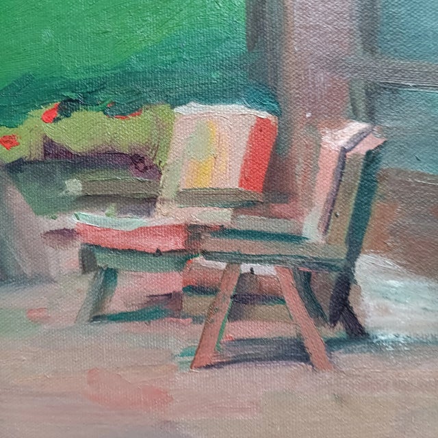 American House With Many Windows in the Woods, Original Oil Painting For Sale - Image 3 of 4