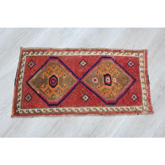 Traditional Turkish Mini Rug - 18" X 33.5" For Sale - Image 3 of 11