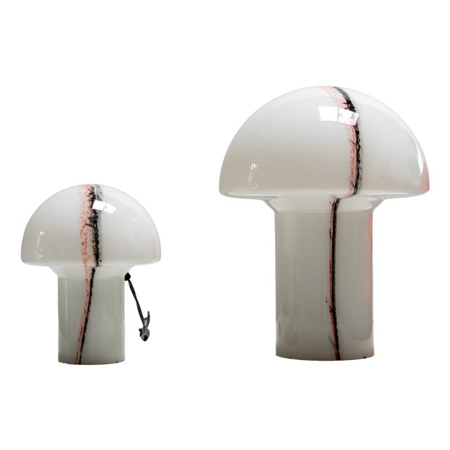 Lido Glass Mushroom Table Lamps from Peill & Putzler, Germany 1970s, Set of 2 For Sale