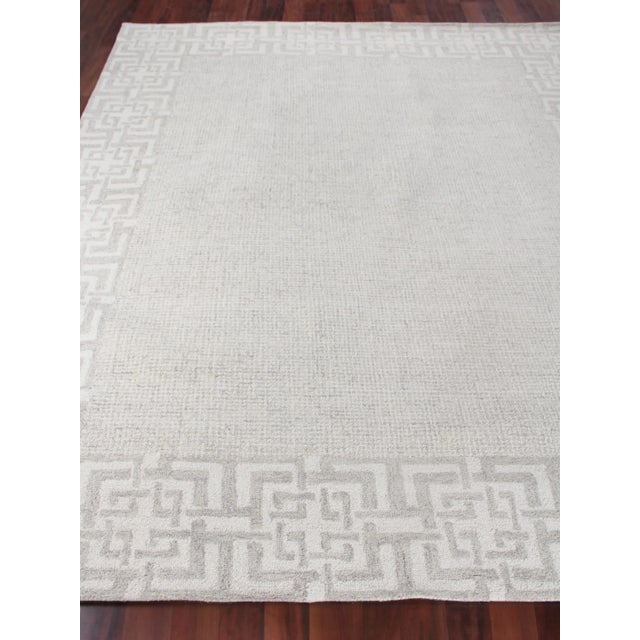 Exquisite Rugs Melbourne Hand Loom Wool & Cotton Silver - 8'x10' For Sale - Image 4 of 9