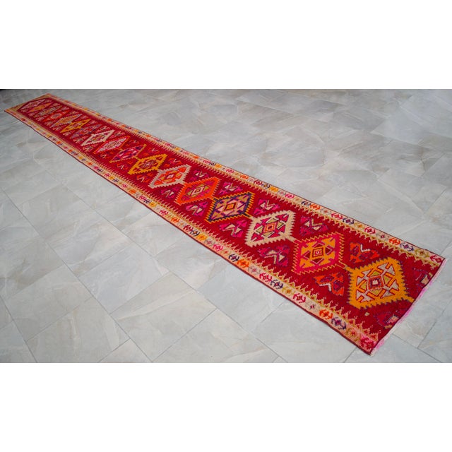 Extremely Long Hand-Knotted Kurdish Runner Rug Turkish Runner. Tribal Hallway Decor - 2′3″ × 18′4″ For Sale - Image 4 of 18