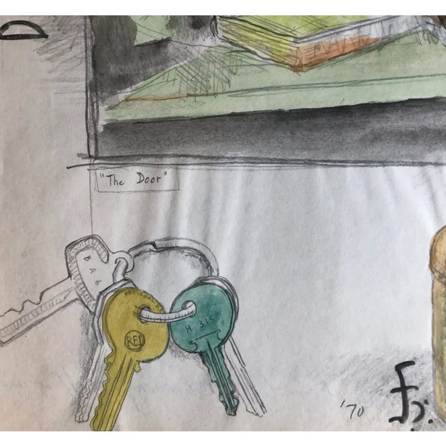 Figurative 1970 James Bone Office Mate Still Life Watercolor For Sale - Image 3 of 4