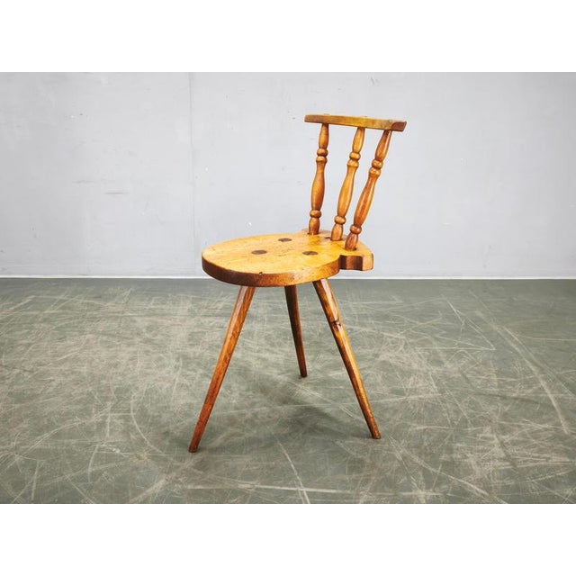 Folk Primitive Beech Chair, Czechoslovakia, 1940s For Sale - Image 4 of 10