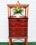 English Vintage Bamboo Pagoda Top 5 Drawer Mahogany Chest of Drawers Dresser For Sale - Image 3 of 13