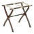 Mahogany Wood Contour Leg Luggage Rack with 3 Brown Petit Point Straps For Sale