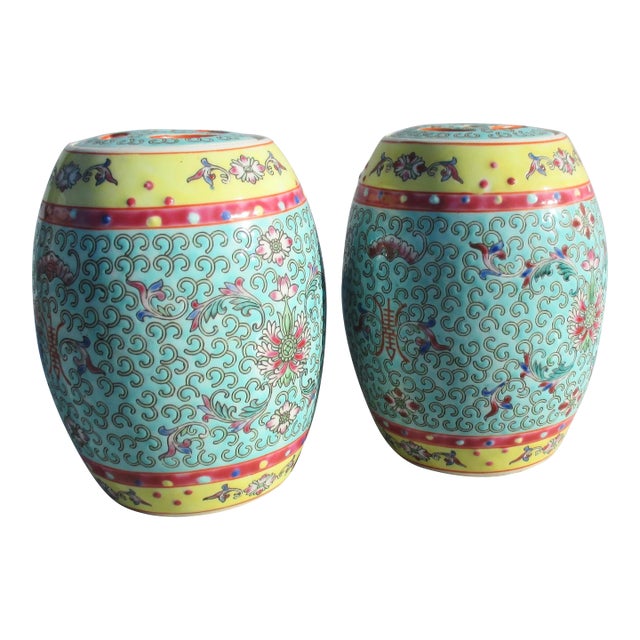 Pair of Chinese Porcelain Ginger Jar Turquoise Famille Rose-Pair of 2 For Sale