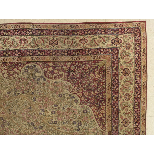 Antique Lavar Kerman Carpet, Fine Persian Oriental Rug Jewel Blue, Gold and Navy For Sale - Image 4 of 12