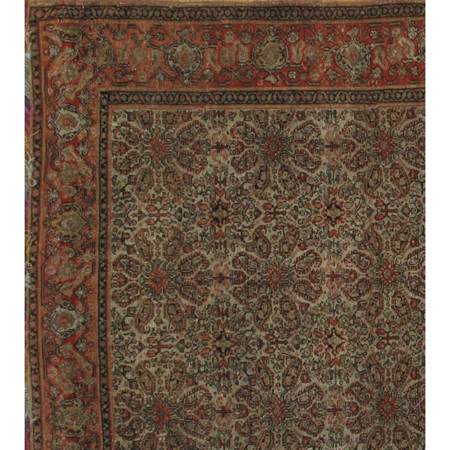 Antique Senneh Rug with Multicolored Silk Warp, Handmade, Fine Ivory, Red, Blue For Sale - Image 10 of 17