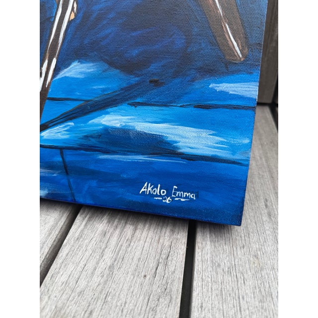 Blue Within the Blue Room, 21st Century, Figurative Realism, by Emmanuel Akolo (2026), Acrylic on Canvas For Sale - Image 8 of 8