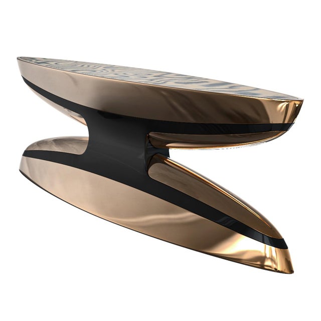 "Pera" Console With Bronze and Stainless Steel, Handmade For Sale In Los Angeles - Image 6 of 10