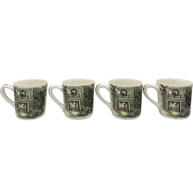 Vintage Set of 4 Johnson Bros Holiday Christmas Mugs For Sale - Image 13 of 13