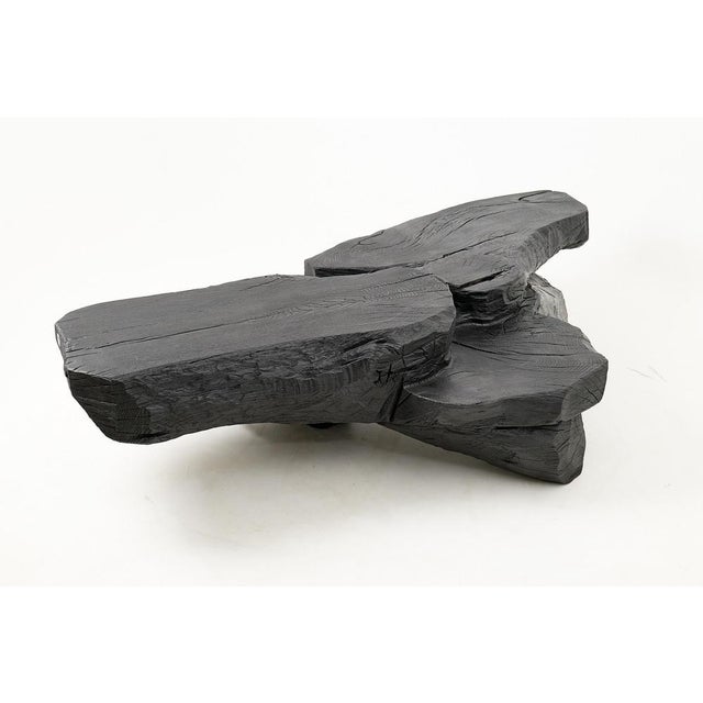 Sculptural Rustic Coffee Table in Burnt Black Wood by Logniture For Sale - Image 17 of 18