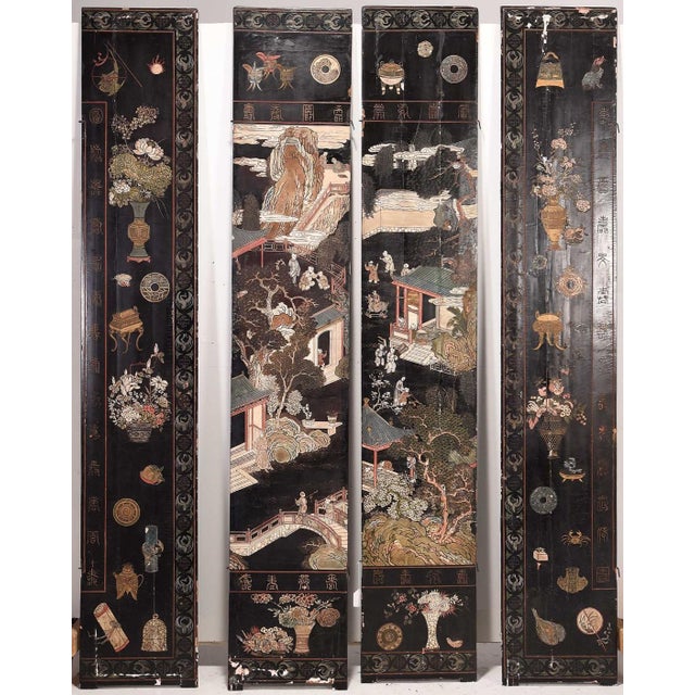 Monumental Chinese Coromandel 12 Panel Room Screen For Sale - Image 11 of 12