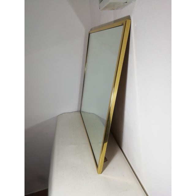 Modern Square Mirror with Brass Frame, Italy, 1980s For Sale - Image 3 of 12