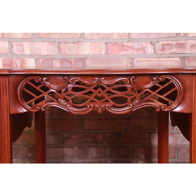 Brown Baker Furniture Historic Charleston Chippendale Carved Mahogany Pembroke Tables, Newly Refinished For Sale - Image 8 of 13