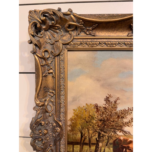 19th Century Oil on Canvas "Grazing Cattle" For Sale In Nashville - Image 6 of 9