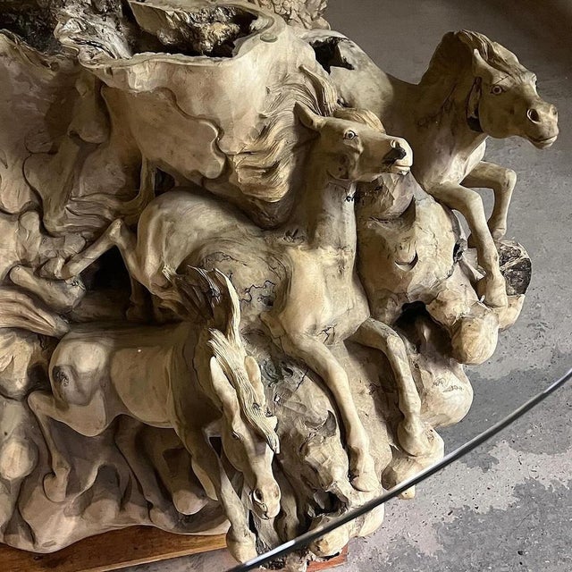 Carved Trunk Wooden Dining Table For Sale - Image 11 of 14