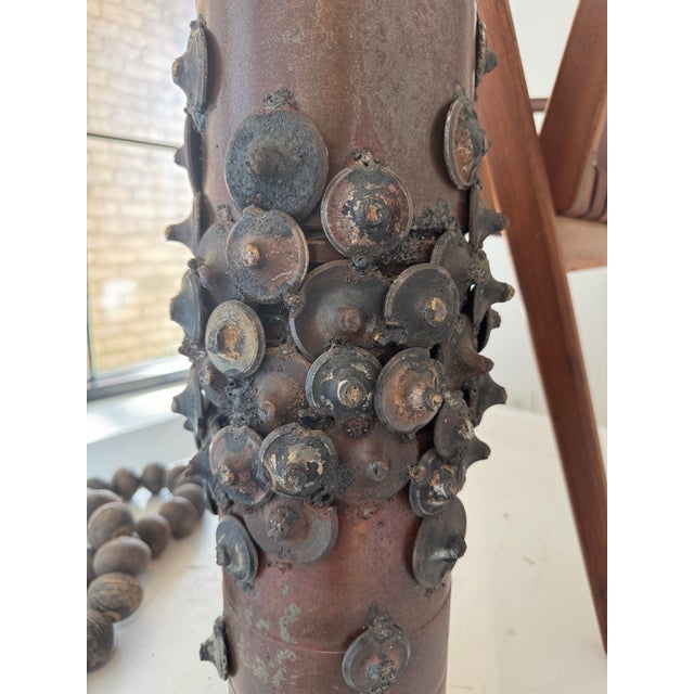 Vintage Metal Sculptural Vase For Sale - Image 11 of 11