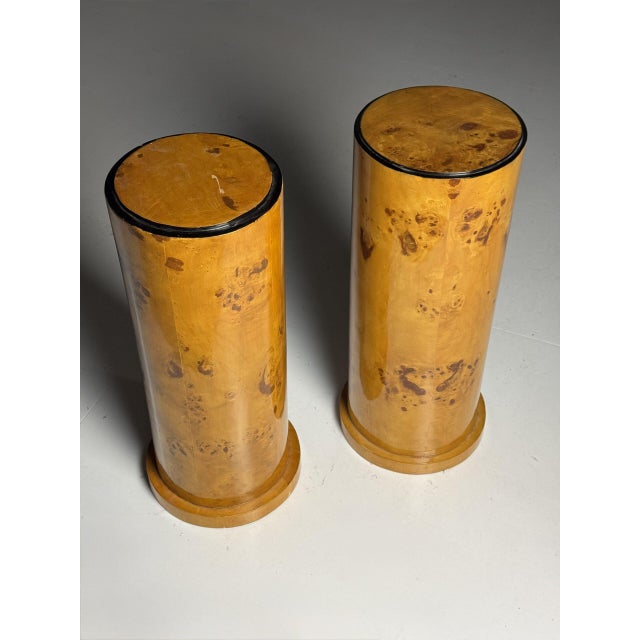 20th Century Burr Wood Veneered Columns, Set of 2 For Sale - Image 8 of 15