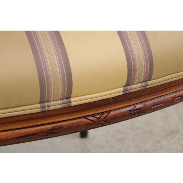 Louis XVI Style Mahogany Open Arm Fauteuil Chair For Sale - Image 17 of 18