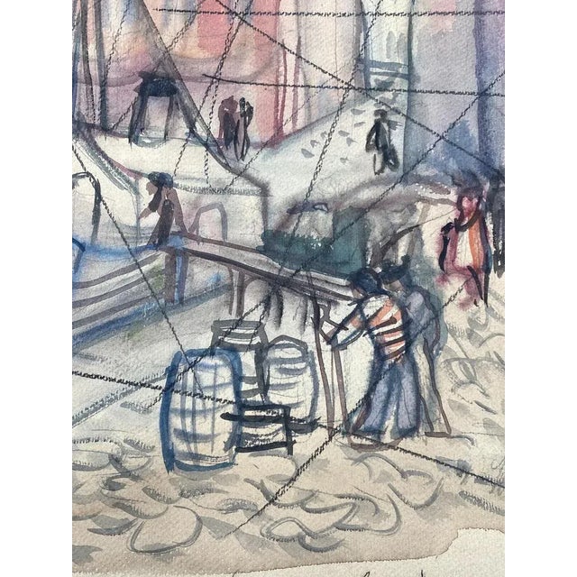 Heinrich Heuser, Unfinished Study of a Harbor View, Port of Ischia, 1950, Watercolor For Sale - Image 6 of 12