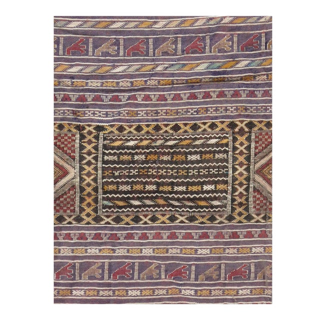 Moroccan 1980s Vintage Pasargad Moroccon Sumak Weave Rug - 6'8"x 9'5" For Sale - Image 3 of 4