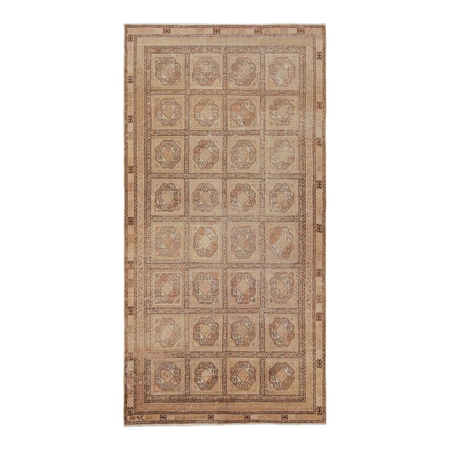 Hand-Knotted Antique Khotan Rug Beige Brown All Over Medallion Pattern For Sale