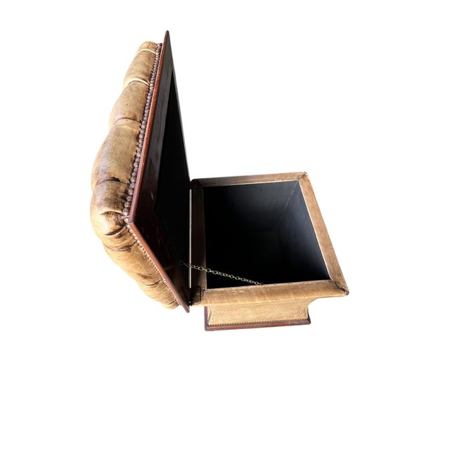 English Leather Upholstered Victorian Ottoman With Storage For Sale - Image 10 of 11